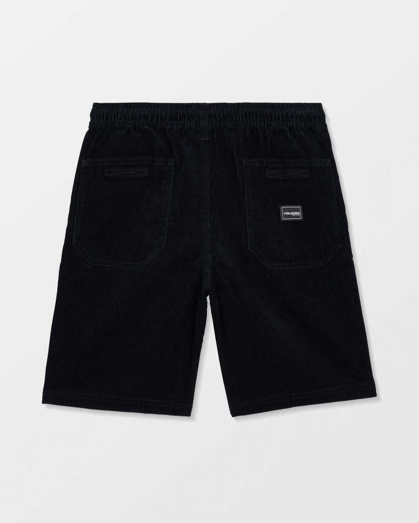 Outer Spaced Elasticated Waist Corduroy Shorts - Black