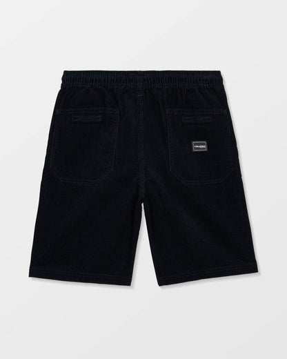Outer Spaced Elasticated Waist Corduroy Shorts - Black