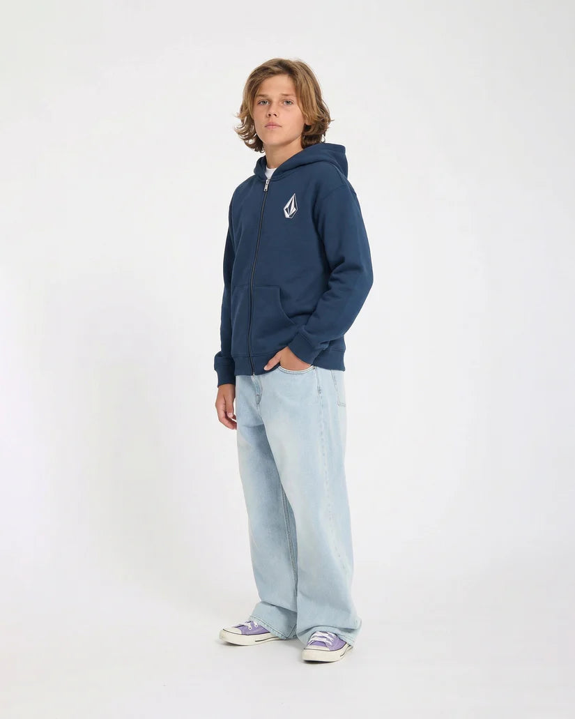 Youth Iconic Stone Gid Zip Hoodie - Dust Bowl Indigo