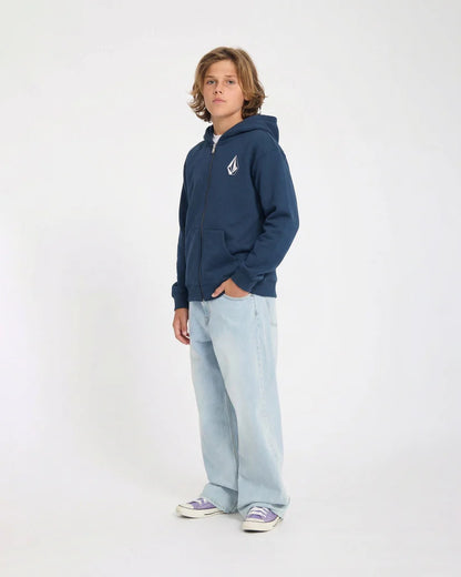 Youth Iconic Stone Gid Zip Hoodie - Dust Bowl Indigo