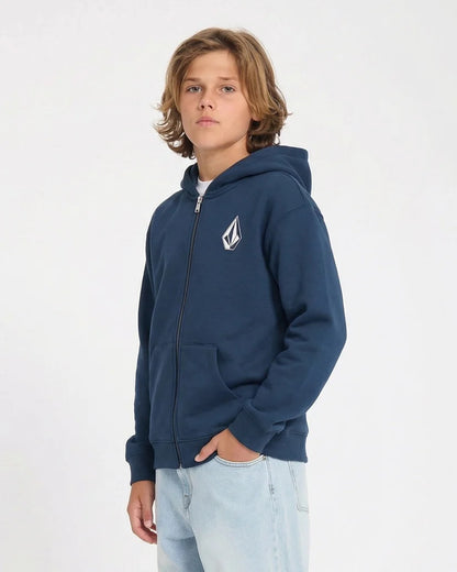 Youth Iconic Stone Gid Zip Hoodie - Dust Bowl Indigo