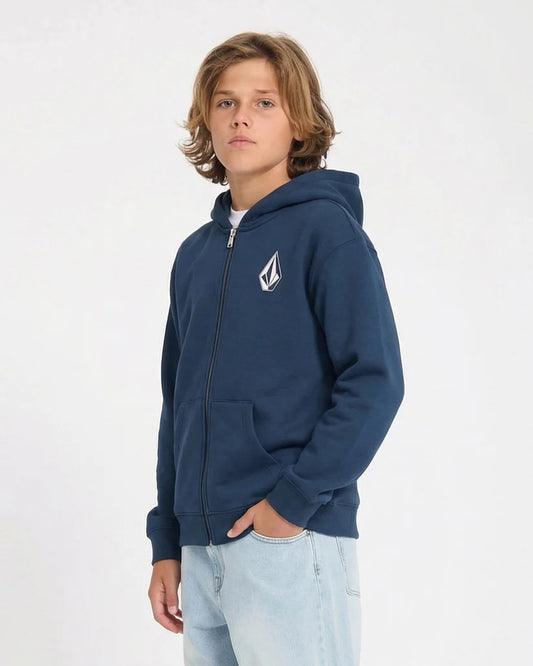Youth Iconic Stone Gid Zip Hoodie - Dust Bowl Indigo