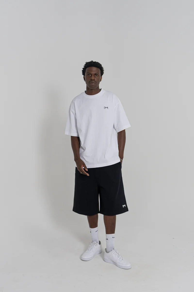 Stamp Script Box Fit T-Shirt - White