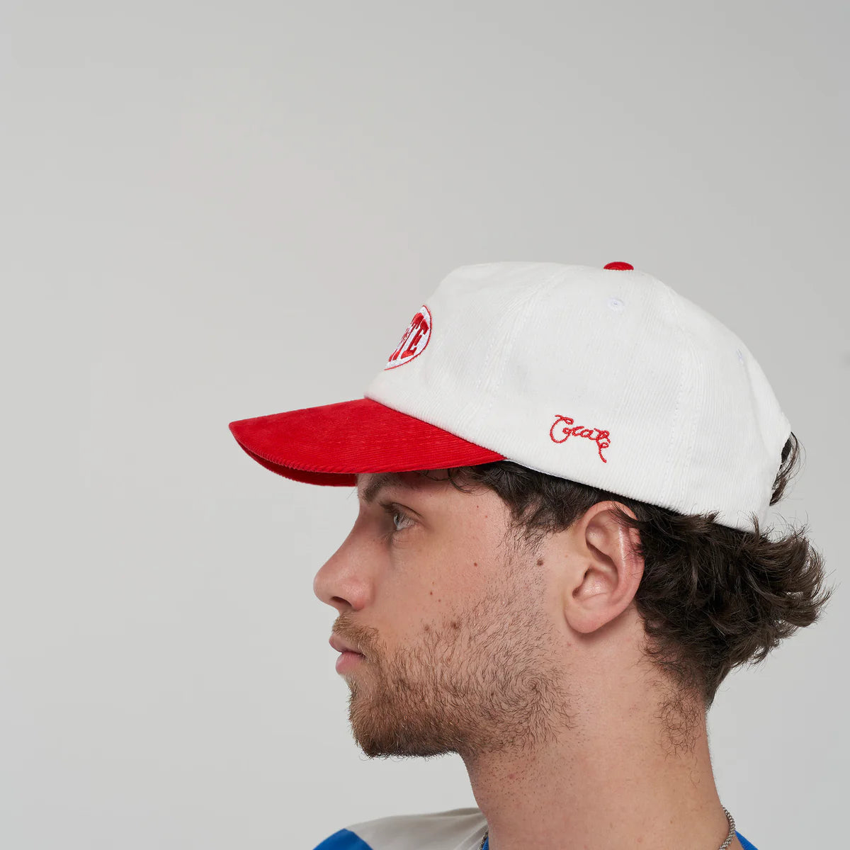 Crate Oval Varsity Cord Snapback - White/Red