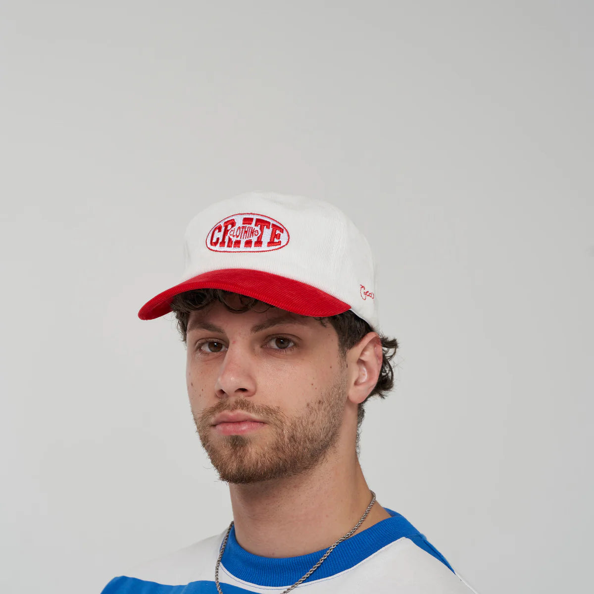 Crate Oval Varsity Cord Snapback - White/Red