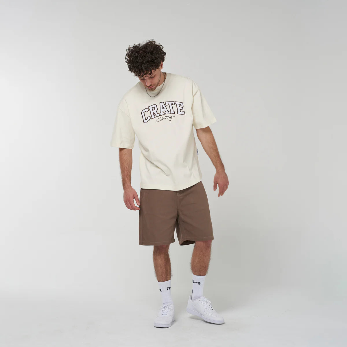 Crate Varsity Box Fit T-Shirt - Tofu