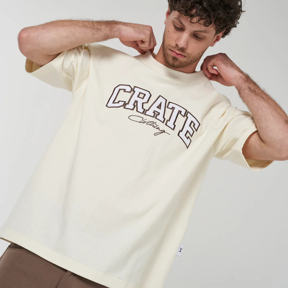 Crate Varsity Box Fit T-Shirt - Tofu