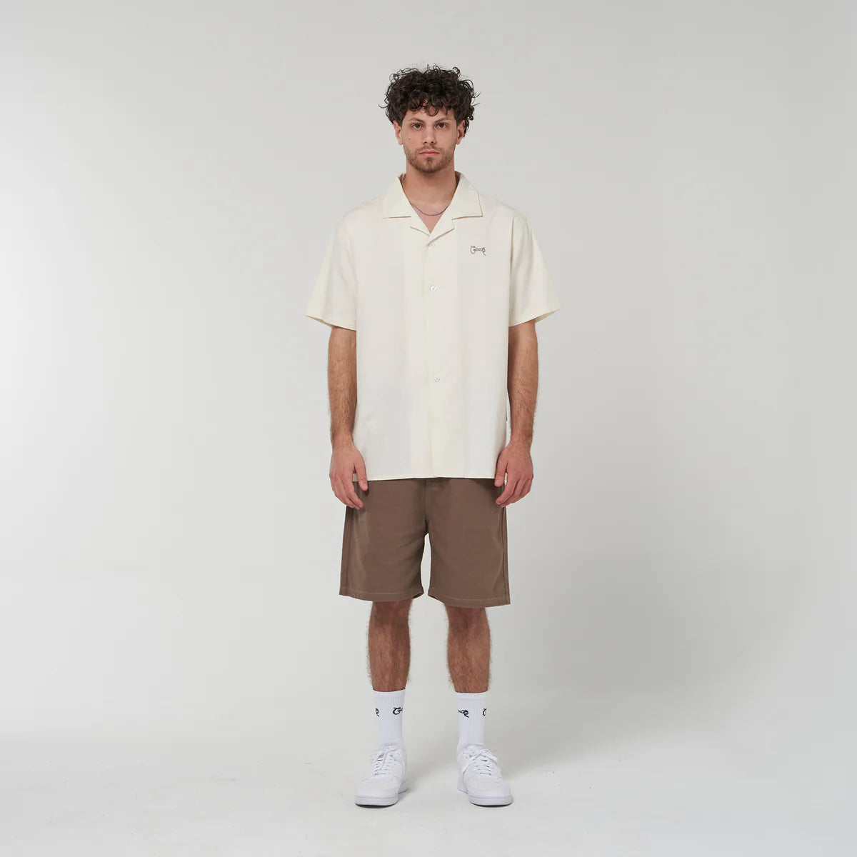 Crate Script Cuban Collar S/S Shirt - Tofu