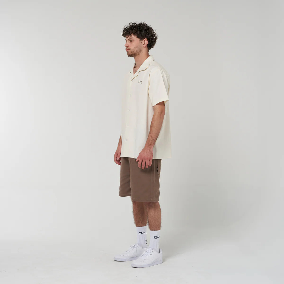 Crate Script Cuban Collar S/S Shirt - Tofu