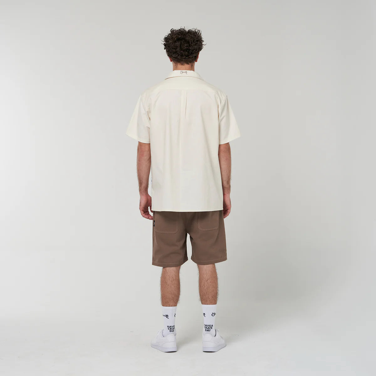 Crate Script Cuban Collar S/S Shirt - Tofu