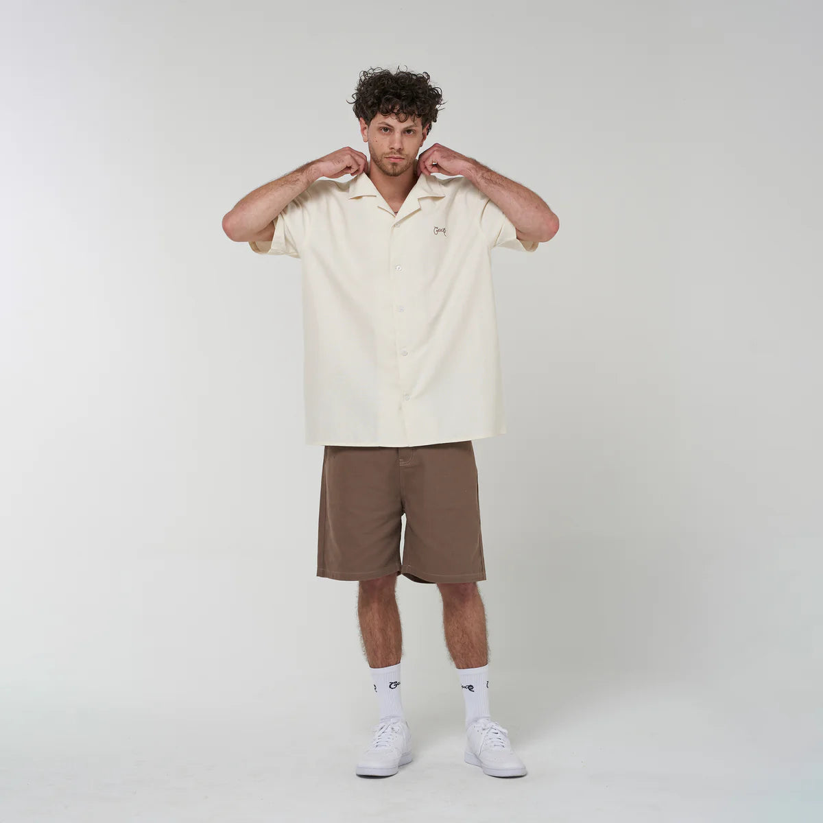 Crate Script Cuban Collar S/S Shirt - Tofu