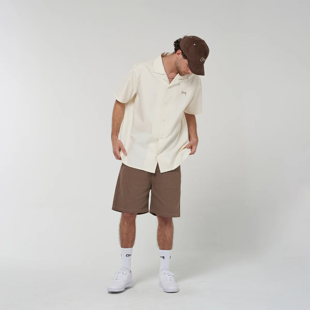 Crate Script Cuban Collar S/S Shirt - Tofu