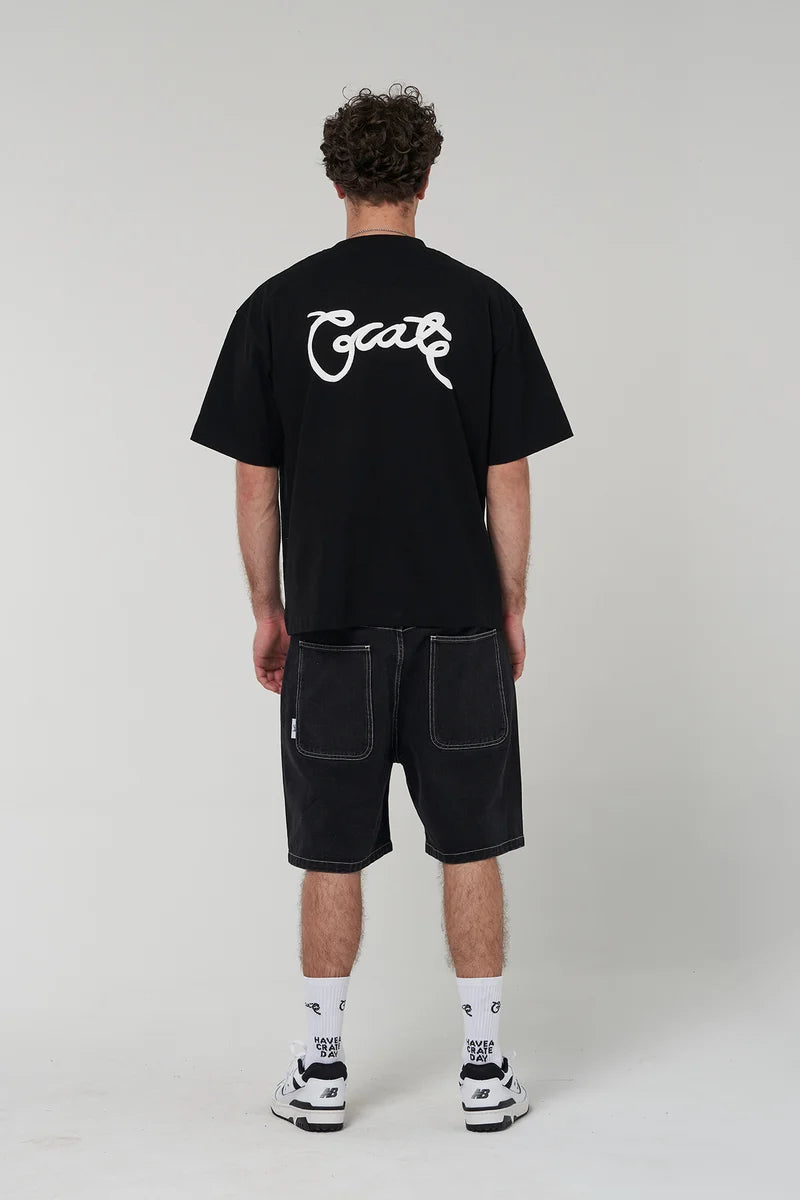 Scripted Box Fit Tee - Black