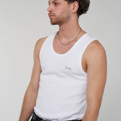 Ribbed Tank - White