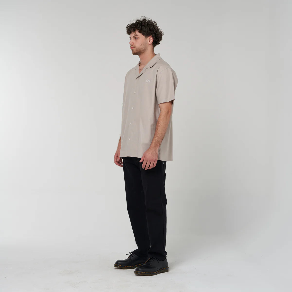 Crate Script Cuban Collar SS Shirt - Grey