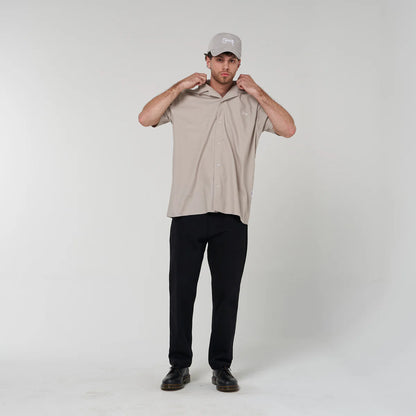 Crate Script Cuban Collar SS Shirt - Grey