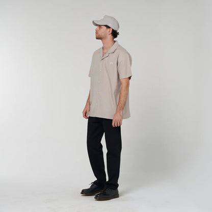 Crate Script Cuban Collar SS Shirt - Grey