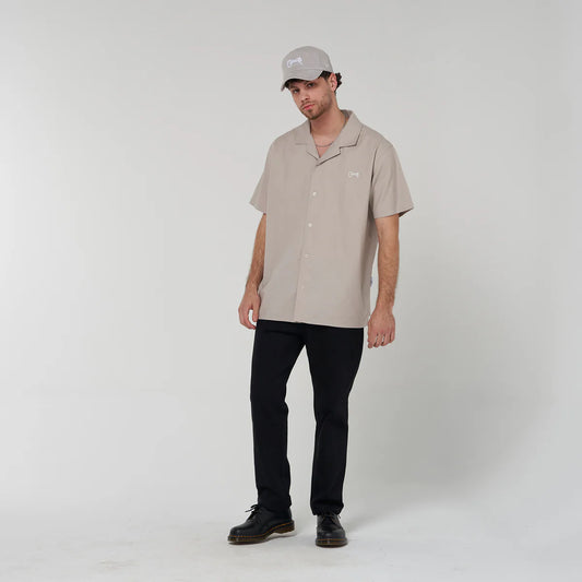Crate Script Cuban Collar SS Shirt - Grey
