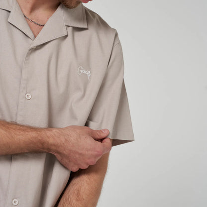 Crate Script Cuban Collar SS Shirt - Grey