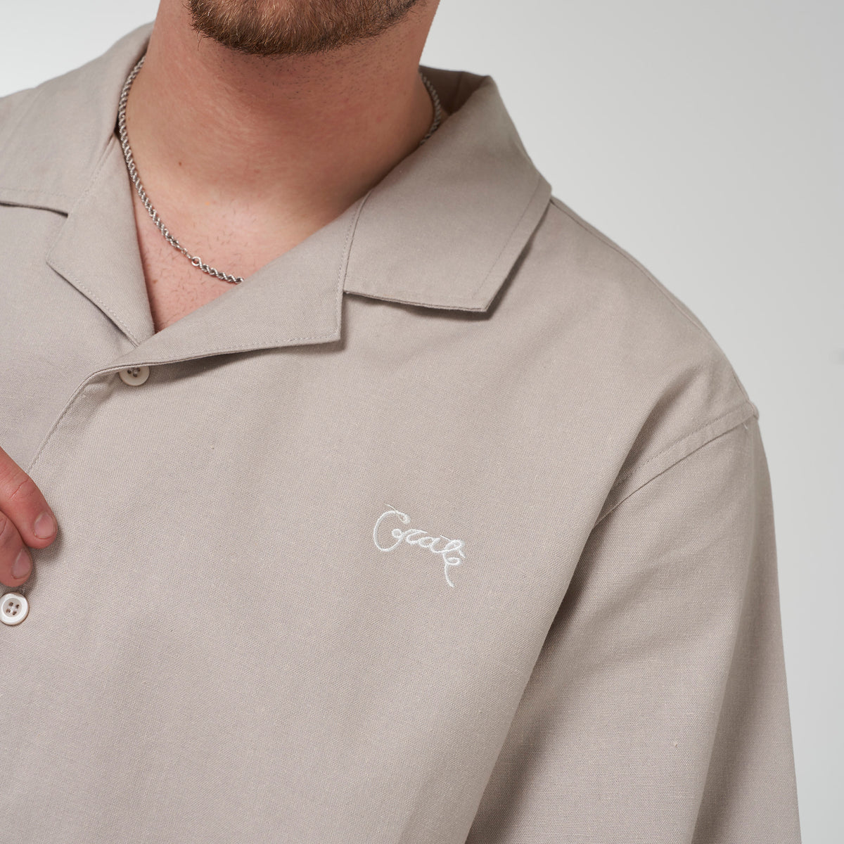 Crate Script Cuban Collar SS Shirt - Grey