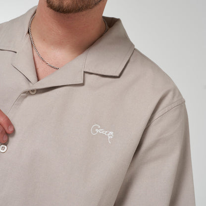 Crate Script Cuban Collar SS Shirt - Grey