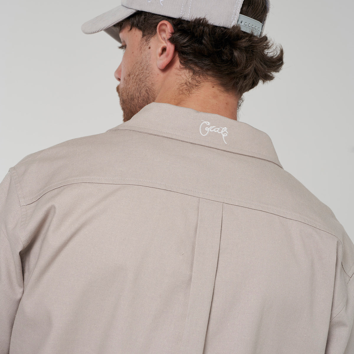 Crate Script Cuban Collar SS Shirt - Grey