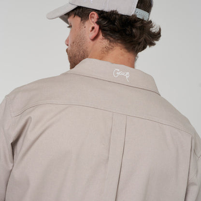 Crate Script Cuban Collar SS Shirt - Grey