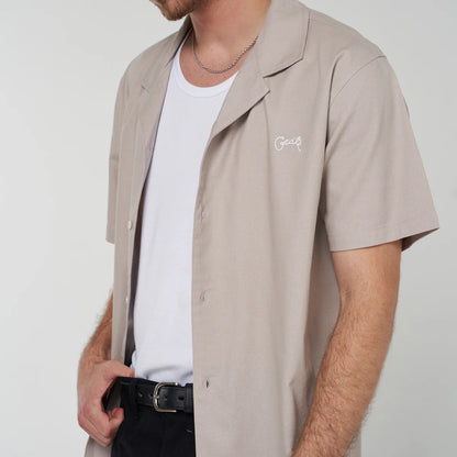 Crate Script Cuban Collar SS Shirt - Grey
