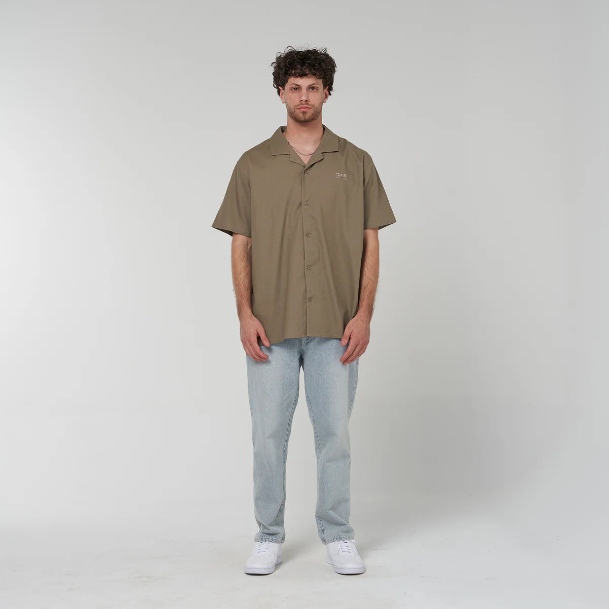 Cuban Collar Shirt - Olive