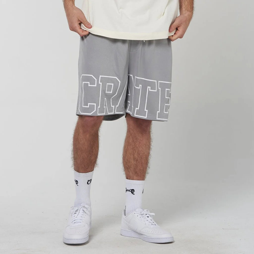 Crate Iconic Mesh Shorts - Grey/White