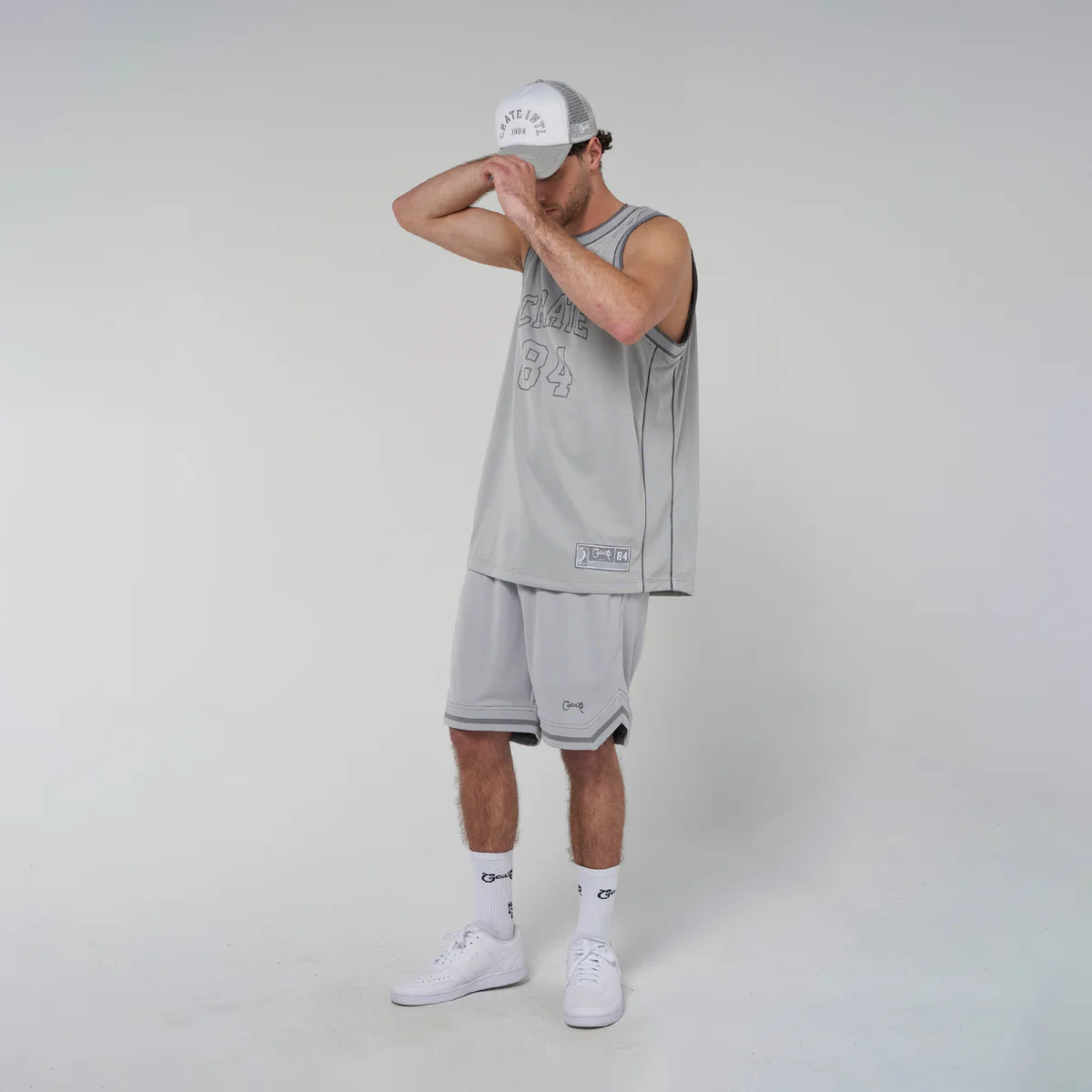 Crate Reversible Mesh B-Ball Shorts - Light Grey/Grey