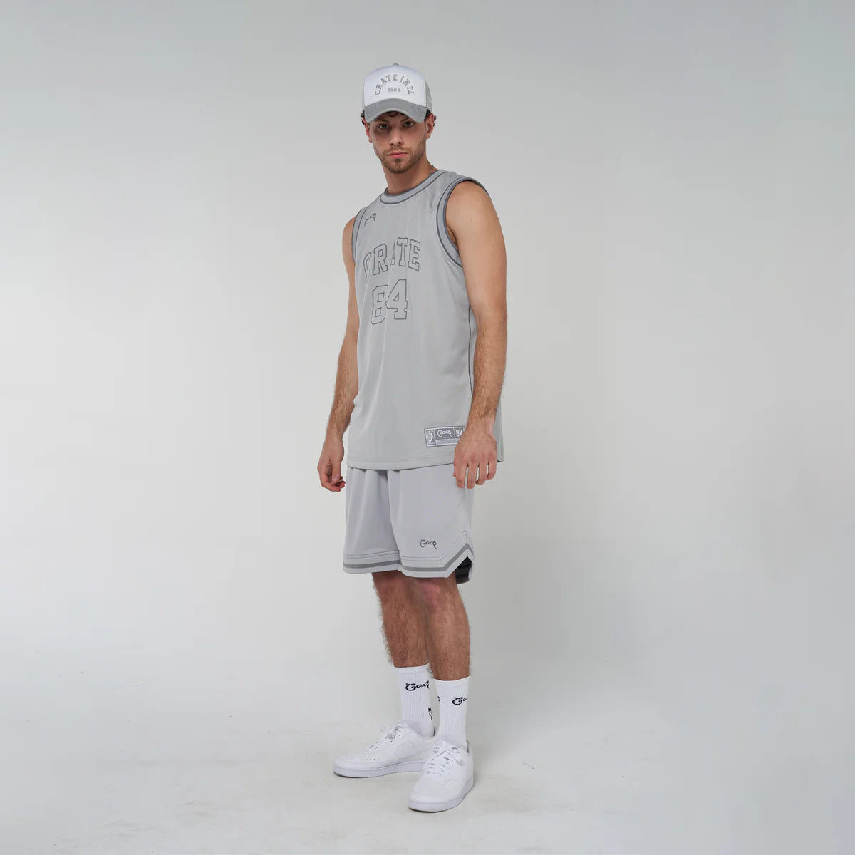 Crate Reversible Mesh B-Ball Shorts - Light Grey/Grey