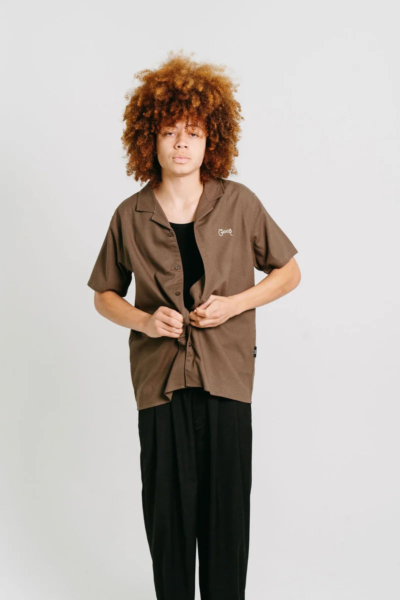 Script Cuban Collar SS Shirt - Chia