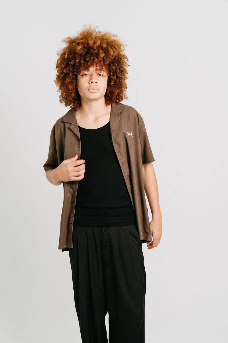 Script Cuban Collar SS Shirt - Chia