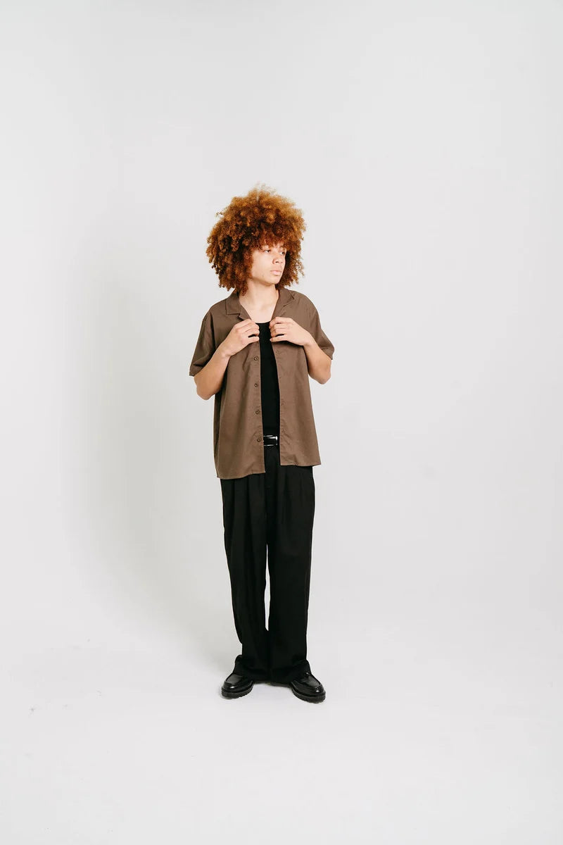 Script Cuban Collar SS Shirt - Chia