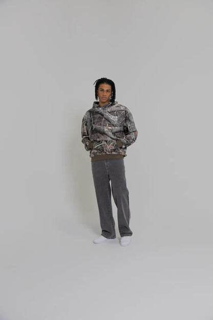 Scripted Box Fit Hoodie - Tree Camo