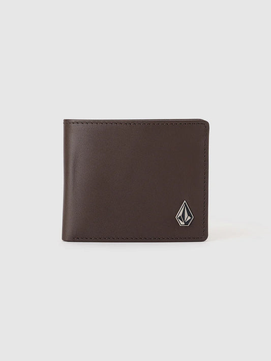Volcom Single Stone Leather Wallet - Dark Brown