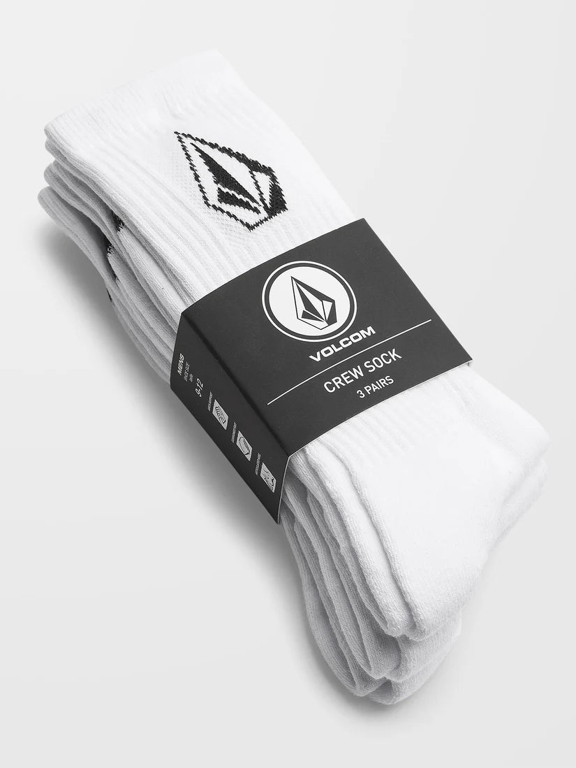 Volcom Full Stone Sock 3 Pack - White