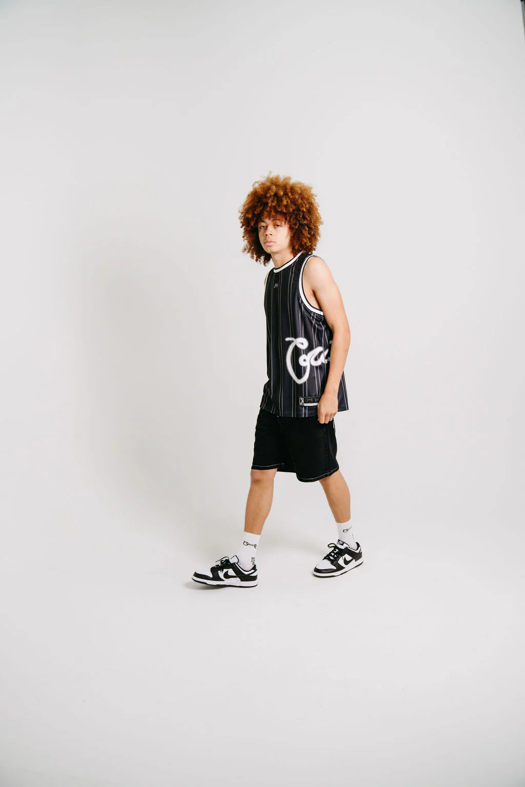Side Script Basketball Singlet - Black