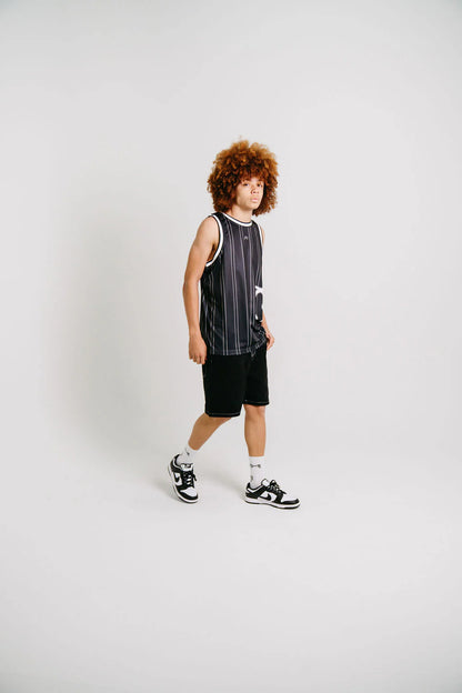 Side Script Basketball Singlet - Black