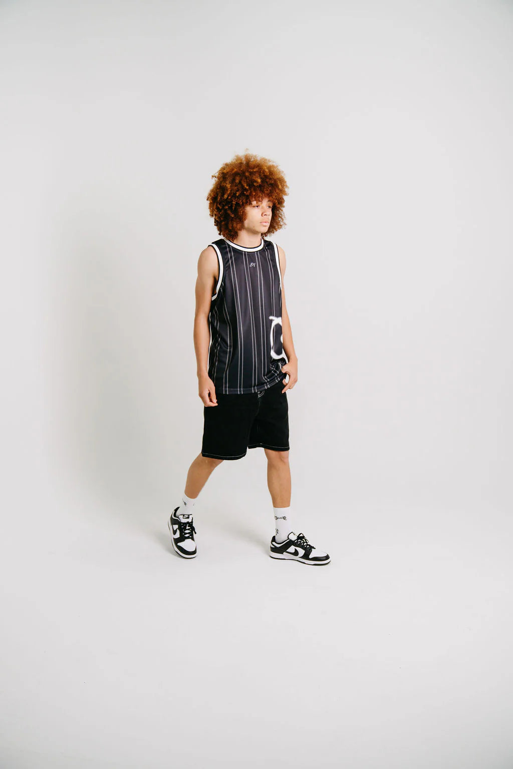 Side Script Basketball Singlet - Black