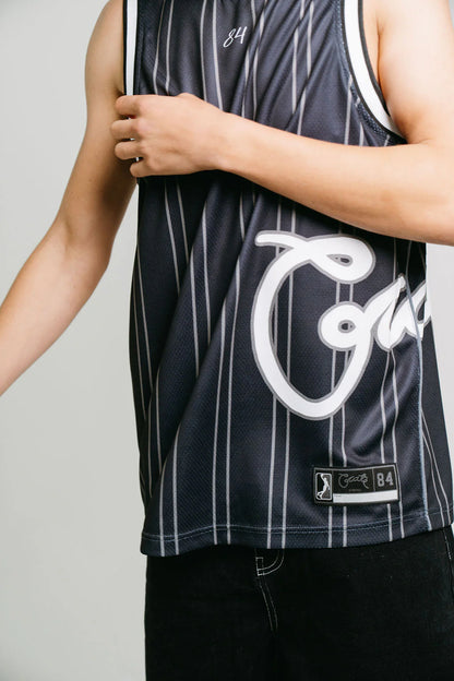 Side Script Basketball Singlet - Black