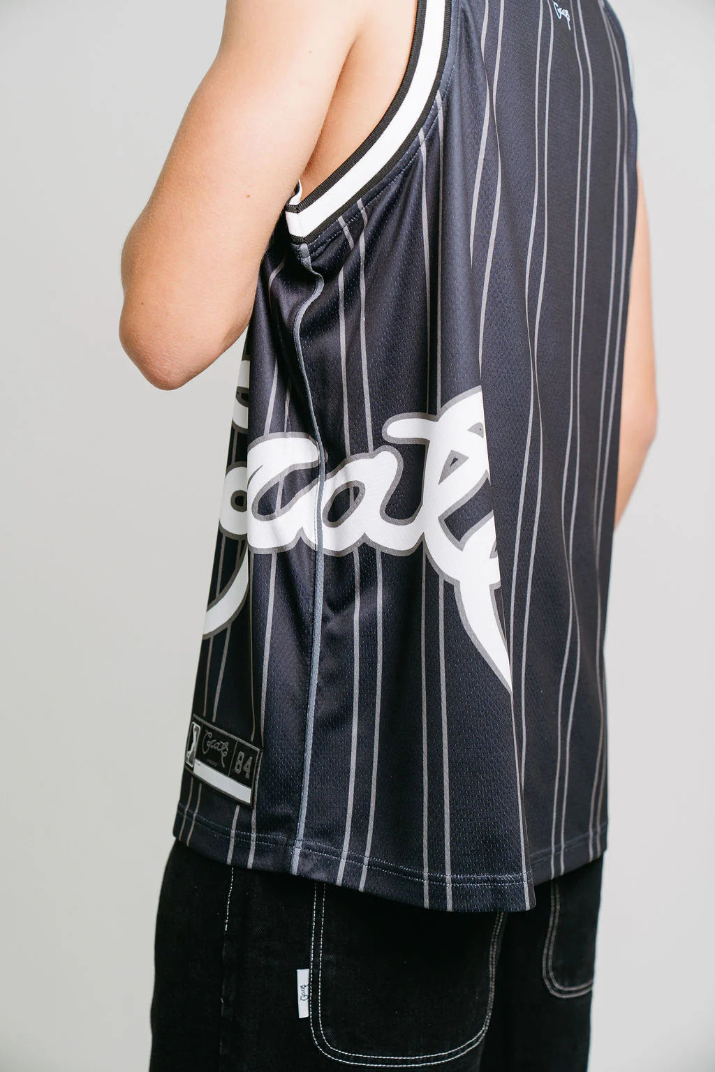Side Script Basketball Singlet - Black