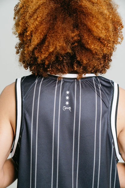 Side Script Basketball Singlet - Black