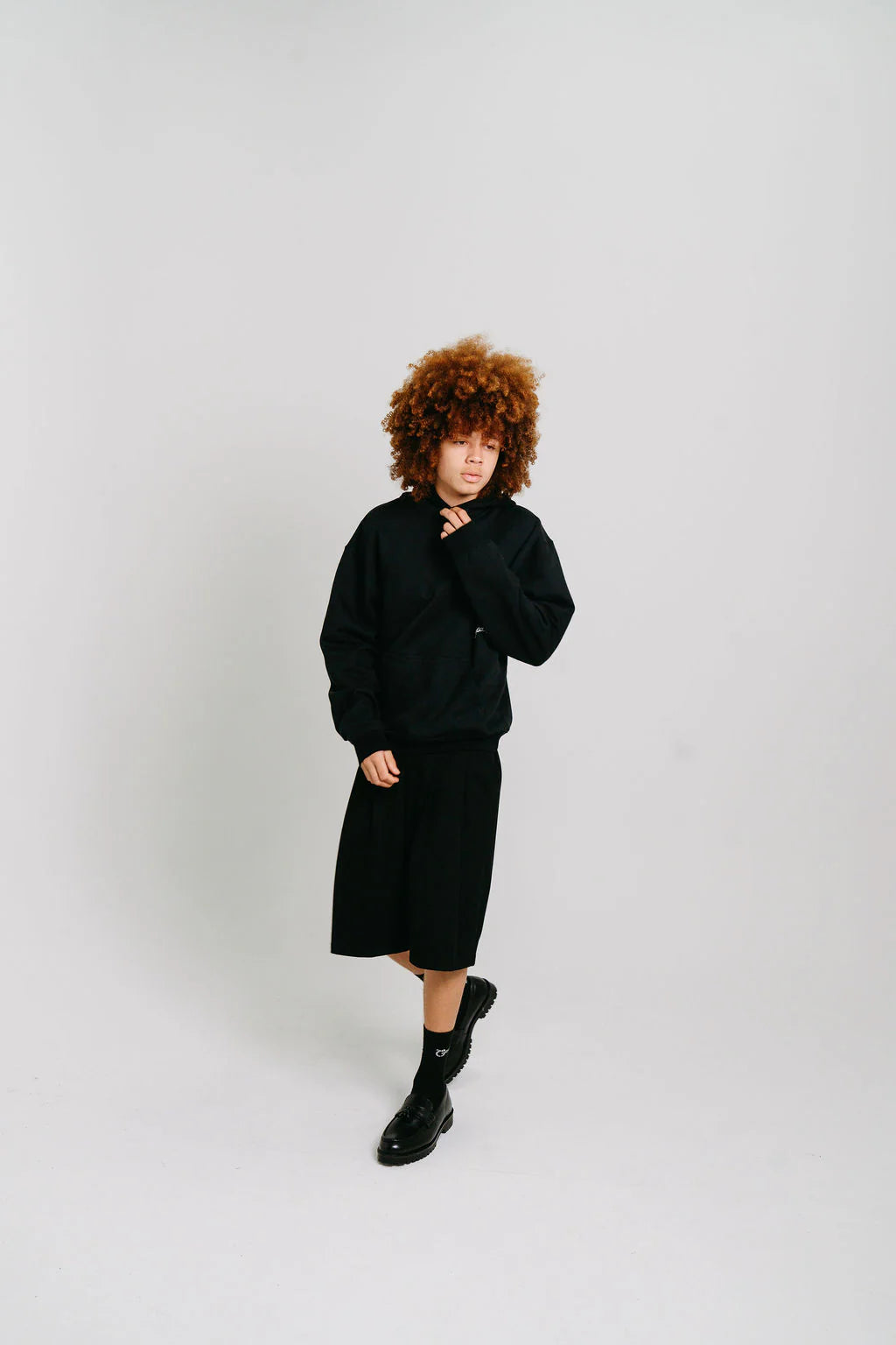 Stamp Script Box Fit Hoodie - Black