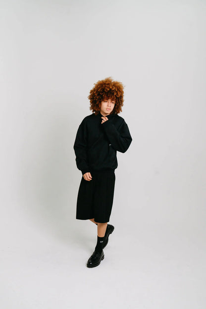 Stamp Script Box Fit Hoodie - Black