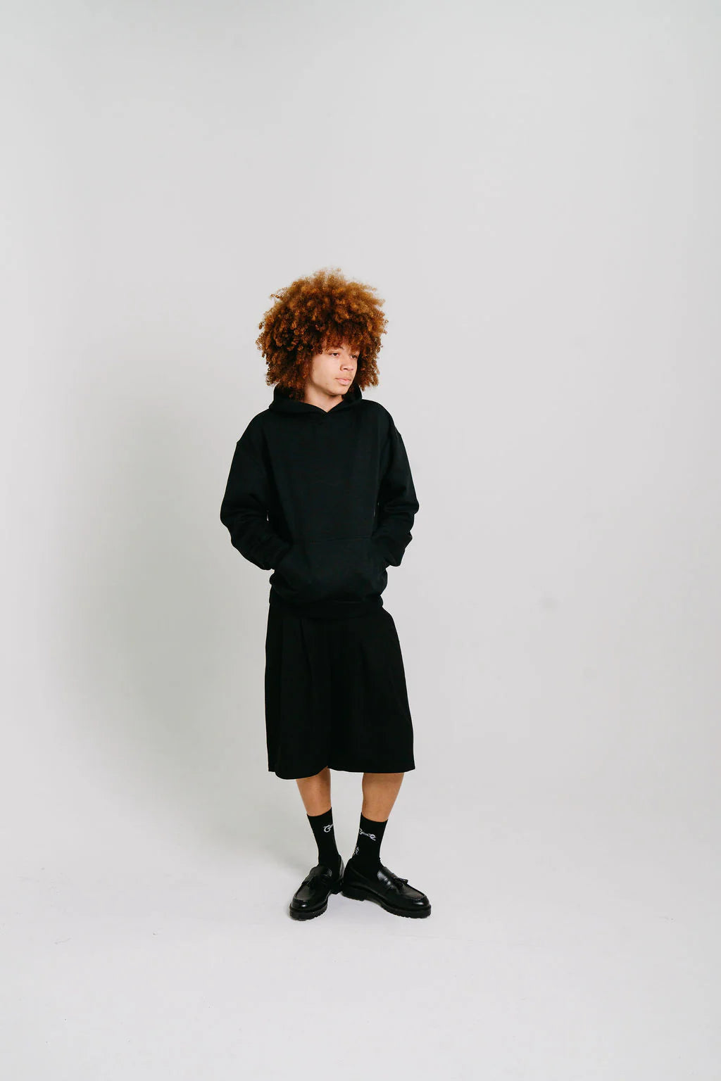 Stamp Script Box Fit Hoodie - Black