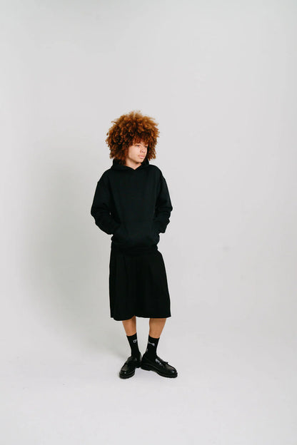 Stamp Script Box Fit Hoodie - Black