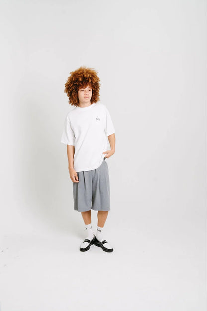 Stamp Script Box Fit T-Shirt - White