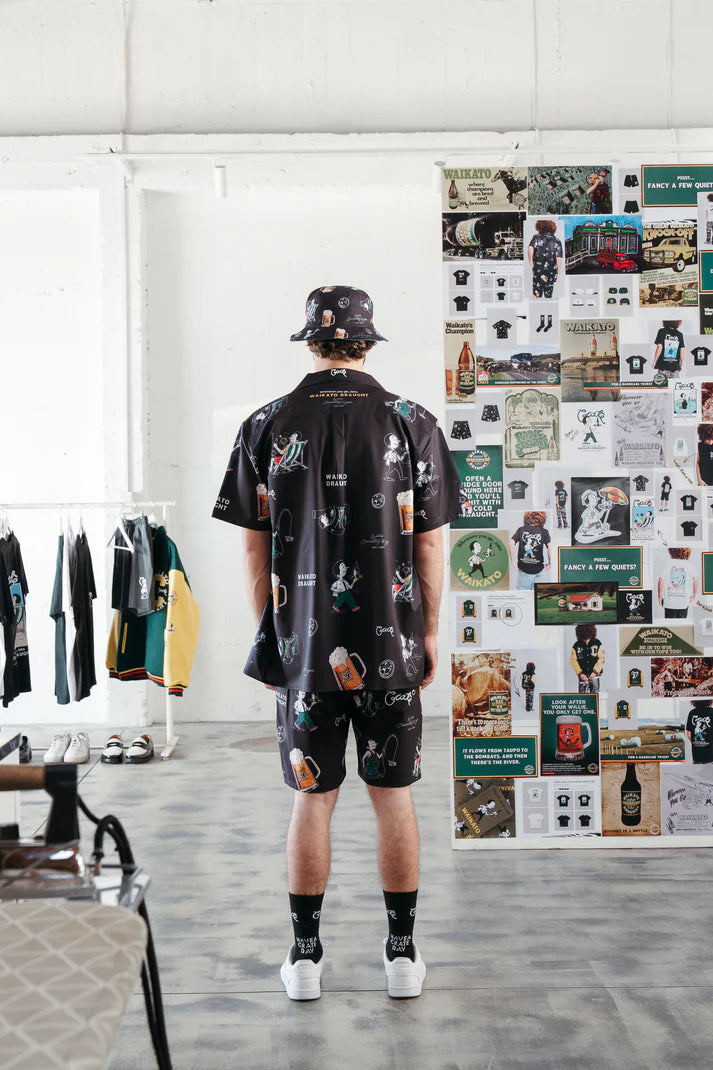 Crate X Willie The Waiter X Waikato Draught Party Shorts - Black
